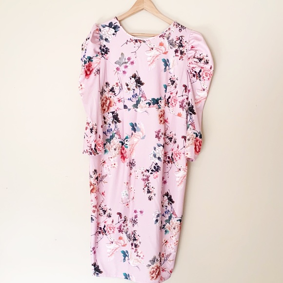 ASOS Floral Print Midi Dress with Puff Sleeves - Picture 3 of 16